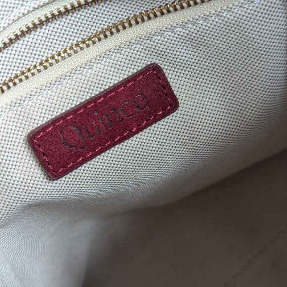 Quince Italian Suede Bucket Crossbody Leather Bag Merlot Burgundy Brass Minimal - Picture 9 of 13